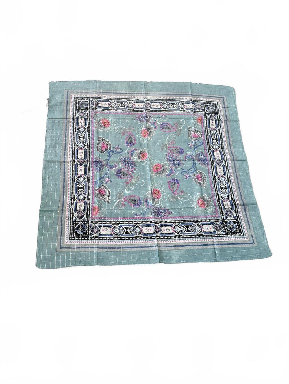 Chaudry KC Embellished Cotton Teal/Purple Scarf